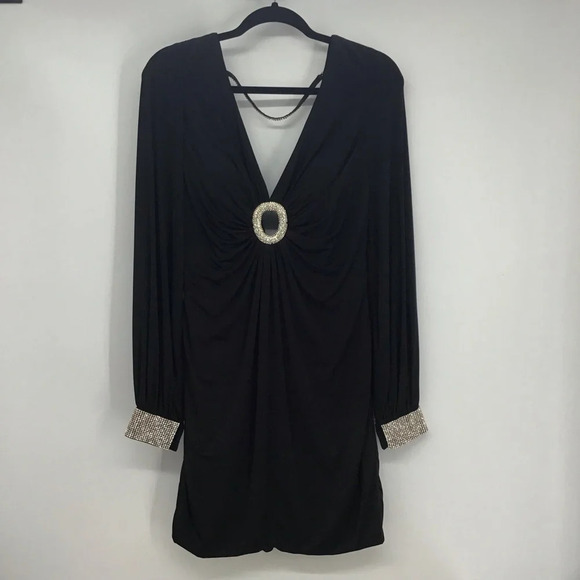 BLACK by Alexia Designs Holiday Party Cocktail Dress W/Rhinestones Black Size 12 - Picture 1 of 9